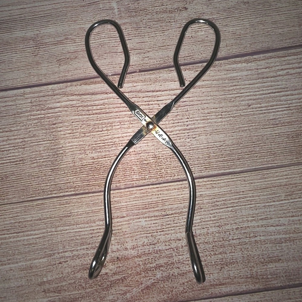 Vtg Ekco Kitchen Tongs 8.5" Silver Classic Cooking Baking Utensil Tool‎